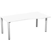 4 Fuß Flex PC-Schreibtisch rechts feste Höhe, 1800x1000x720, Weiß/Silber
