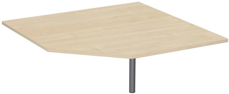 4 Fuß Flex Verkettungsplatte Fünfeck 90° mit Stützfuß, mit Kabelführung, inkl. Verkettungsmaterial, höhenverstellbar, 1225x1225x680-800, Ahorn/Silber