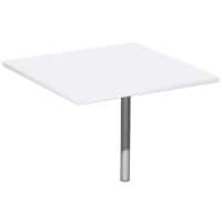 4 Fuß Flex Verkettungsplatte Volleck 90° mit Stützfuß, mit Kabelführung, inkl. Verkettungsmaterial, höhenverstellbar, 800x800x680-800, Weiß/Silber