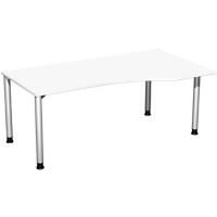 4 Fuß Flex PC-Schreibtisch rechts höhenverstellbar, 1800x1000x680-800, Weiß/Silber