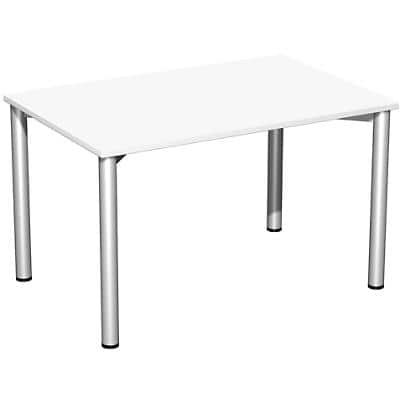4 Fuß Flex Schreibtisch feste Höhe, 1200x800x720, Weiß/Silber