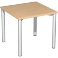 4 Fuß Flex Schreibtisch feste Höhe, 800x800x720, Buche/Silber