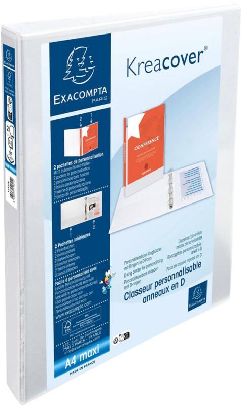 Exacompta Kreacover 20 mm Ringbuch PP (Polypropylen) DIN A4+ 2 Ringe Weiß 51821E 10 Stück