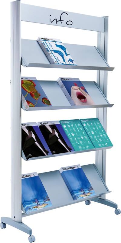 Paperflow DIN A4 Prospektständer Silber 16.A4TM.35 940 (B) x 385 (T) x 300 (H) mm