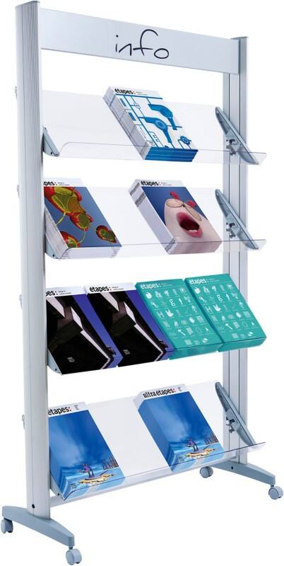 Paperflow DIN A4 Prospektständer Silber 16.A4TT.35 940 (B) x 385 (T) x 300 (H) mm