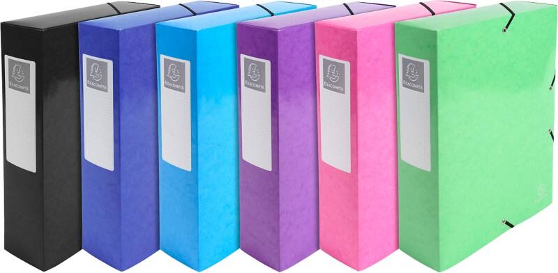 Exacompta Iderama Archivbox 50729E DIN A4+ Karton 25 (B) x 33 (H) cm Farbig sortiert 8,0 cm 6 Stück
