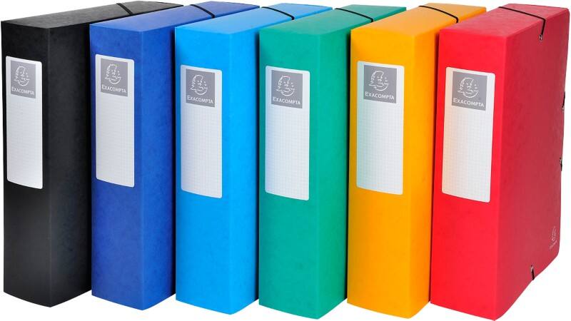 Exacompta Archivbox 50830E DIN A4+ Pressspankarton 25 (B) x 33 (H) cm Farbig sortiert 8,0 cm 6 Stück