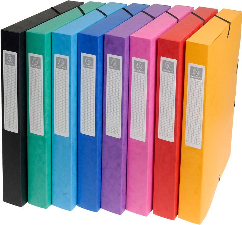 Exacompta Archivbox 50300E DIN A4 Karton 25 (B) x 33 (H) cm Farbig sortiert 2,5 cm 8 Stück