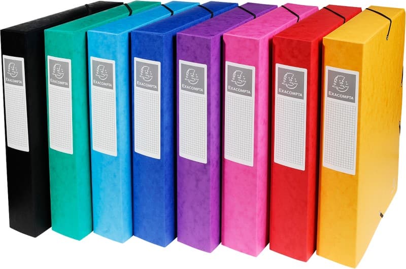 Exacompta Archivbox 50600E DIN A4 Karton 25 (B) x 6 (T) x 33 (H) cm Farbig sortiert 6,0 cm 8 Stück