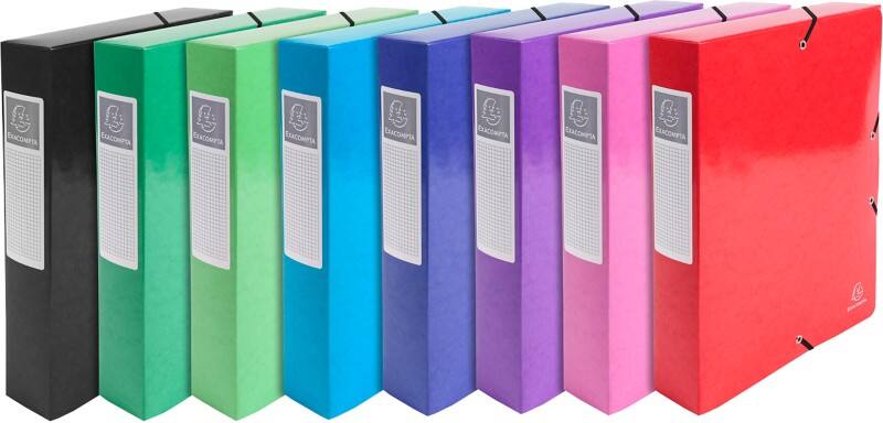 Exacompta Iderama Archivbox 50629E DIN A4+ Karton 25 (B) x 33 (H) cm Farbig sortiert 6,0 cm 8 Stück