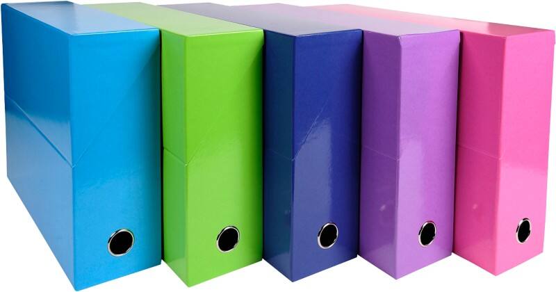Exacompta Archivbox 89929E DIN A4 Pappkarton 9,5 (B) x 34,5 (T) x 26 (H) cm Farbig sortiert 9,0 cm 5 Stück