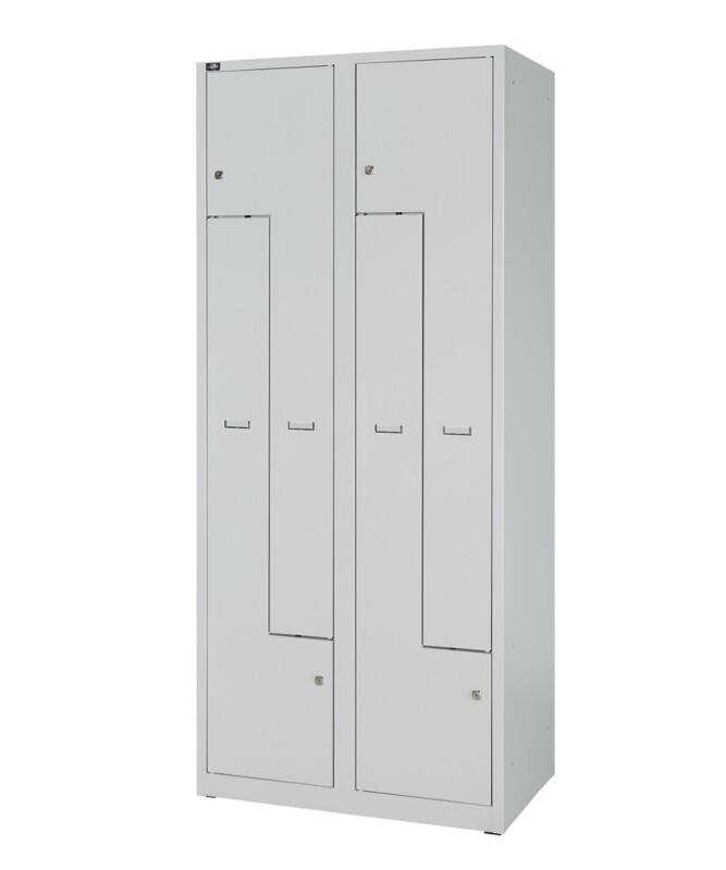 Bisley Light LIGHT Stahl Schließfach 4 Türen 4 Abteile Schlüssel 800 x 500 x 1.850 mm Hellgrau