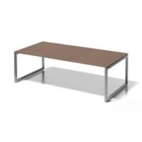 Cito Chefarbeitsplatz/Konferenztisch, 740 mm höhenfixes O-Gestell, H 19 x B 2400 x T 1200 mm, Dekor nußbaum, Gestell silber