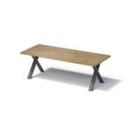 Bisley Fortis Table Regular, 2400 x 1000 mm, gerade Kante, geölte Oberfläche, X-Gestell, Oberfläche: P natürlich / Gestellfarbe: 334 anthrazitgrau