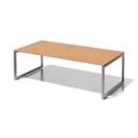 Cito Chefarbeitsplatz/Konferenztisch, 740 mm höhenfixes O-Gestell, H 19 x B 2400 x T 1200 mm, Dekor buche, Gestell silber