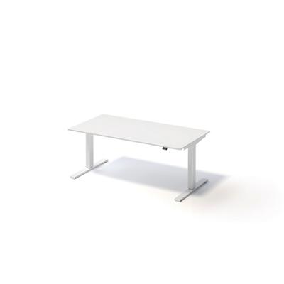 Varia Schreibtisch, 650-1250 mm elektrisch höhenverstellbar, B 1600 x T 800 mm, Dekor weiß, Gestell verkehrsweiß