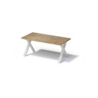 Bisley Fortis Table Regular, 1800 x 900 mm, gerade Kante, geölte Oberfläche, X-Gestell, Oberfläche: P natürlich / Gestellfarbe: 396 verkehrsweiß