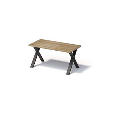 Bisley Fortis Table Regular, 1600 x 800 mm, gerade Kante, geölte Oberfläche, X-Gestell, Oberfläche: P natürlich / Gestellfarbe: 333 schwarz