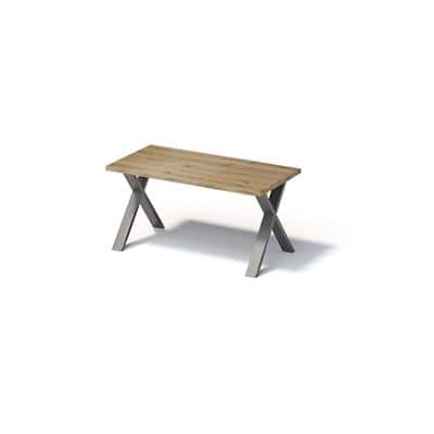Bisley Fortis Table Regular, 1600 x 800 mm, gerade Kante, geölte Oberfläche, X-Gestell, Oberfläche: P natürlich / Gestellfarbe: 303 blankstahl