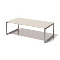 Cito Chefarbeitsplatz/Konferenztisch, 740 mm höhenfixes O-Gestell, H 19 x B 2400 x T 1200 mm, Dekor grauweiß, Gestell silber