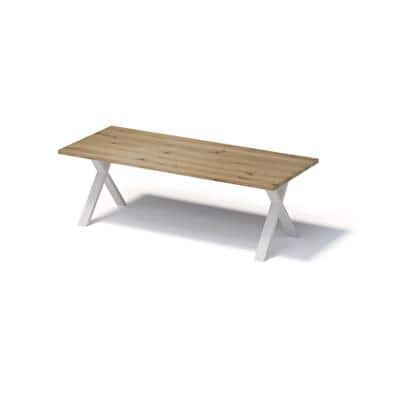 Bisley Fortis Table Regular, 2400 x 1000 mm, gerade Kante, geölte Oberfläche, X-Gestell, Oberfläche: P natürlich / Gestellfarbe: 396 verkehrsweiß