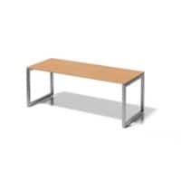 Cito Schreibtisch, 740 mm höhenfixes O-Gestell, H 19 x B 2000 x T 800 mm, Dekor buche, Gestell silber