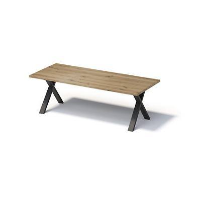 Bisley Fortis Table Regular, 2400 x 1000 mm, gerade Kante, geölte Oberfläche, X-Gestell, Oberfläche: P natürlich / Gestellfarbe: 333 schwarz