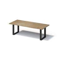 Bisley Fortis Table Regular, 2400 x 1000 mm, gerade Kante, geölte Oberfläche, O-Gestell, Oberfläche: P natürlich / Gestellfarbe: 333 schwarz