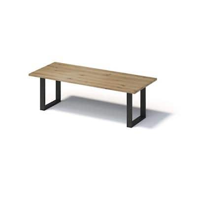 Bisley Fortis Table Regular, 2400 x 1000 mm, gerade Kante, geölte Oberfläche, O-Gestell, Oberfläche: P natürlich / Gestellfarbe: 333 schwarz