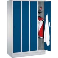 C+P Garderobenschrank mit Sockel 4 Abteile 40 cm Lichtgrau, Enzianblau 1.590 x 500 x 1.800 mm