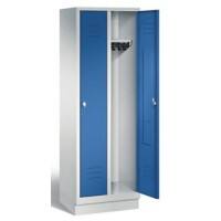 C+P Garderobenschrank mit Sockel 2 Abteile 30 cm Lichtgrau, Enzianblau 610 x 500 x 1.800 mm