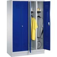 C+P Garderobenschrank mit Sockel 2 Abteile für 1 Person 30 cm Lichtgrau, Enzianblau 610 x 500 x 1.800 mm