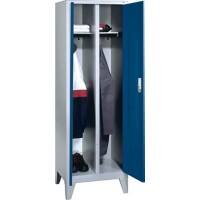 C+P Garderobenschrank mit Füßen 2 Abteile für 1 Person 40 cm Lichtgrau, Enzianblau 810 x 500 x 1.850 mm