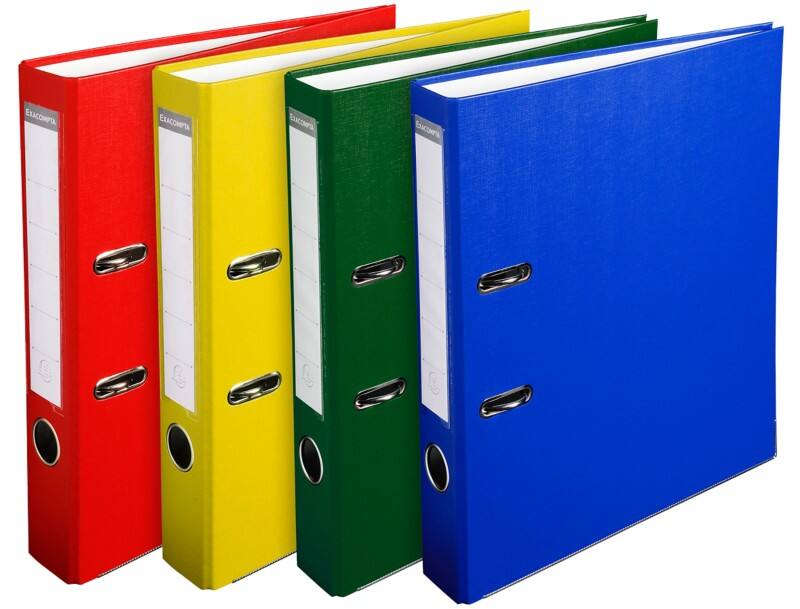 Exacompta Ordner Schmal DIN A4 50 mm Farbig sortiert 2 Ringe 915400B Kunststoff Hochformat 20 Stück