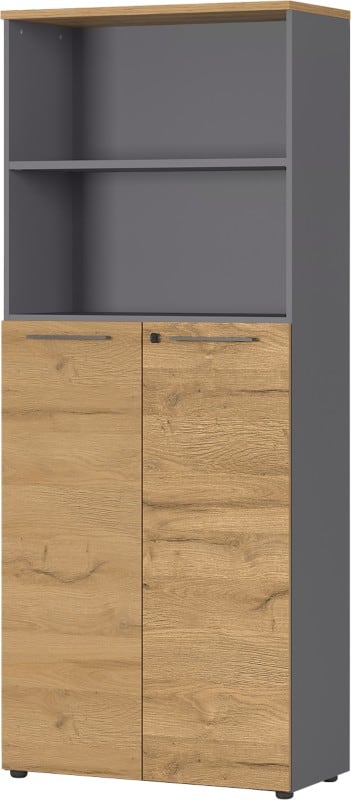 GERMANIA Melamin Schrank Abschließbar 800 x 400 x 1.970 mm Braun, Graphit