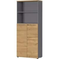 GERMANIA Melamin Schrank Abschließbar 800 x 400 x 1.970 mm Braun, Graphit