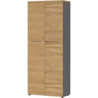 GERMANIA Melamin Schrank Abschließbar 800 x 400 x 1.970 mm Braun, Graphit