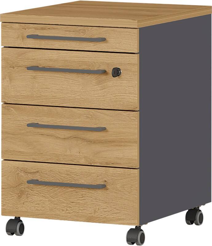 GERMANIA Rollcontainer 4239-564 Braun, Grau 420 x 490 x 610 mm