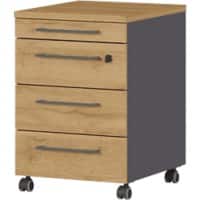GERMANIA Rollcontainer Agenda HOME Graphit, Eiche 420 x 490 x 610 mm