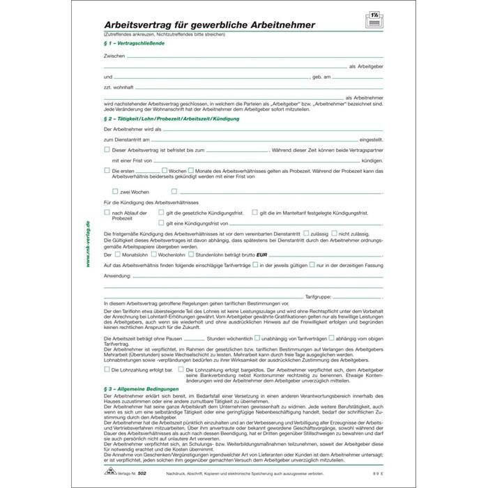 RNK Arbeitsvertrag DIN A4 10 Stück