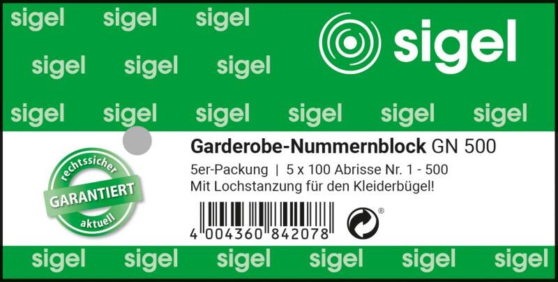 Sigel Garderobenmarke 773156 5 Stück à 100 Blatt