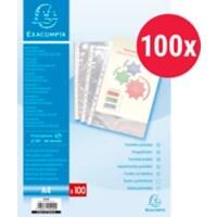 Exacompta Prospekthüllen DIN A4 Glasklar Transparent 60 Mikron PP (Polypropylen) Oben 11 Löcher 5000E 100 Stück