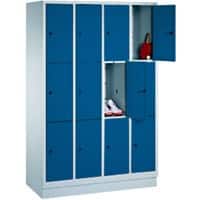 C+P Schließfachschrank 1 Abteil 3 Fächer mit Sockel Lichtgrau, Enzianblau 320 x 500 x 1.800 mm