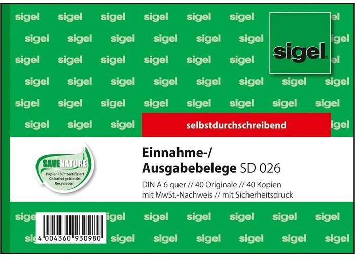 Sigel Ausgabe-/Einnahmebelege Block DIN A6