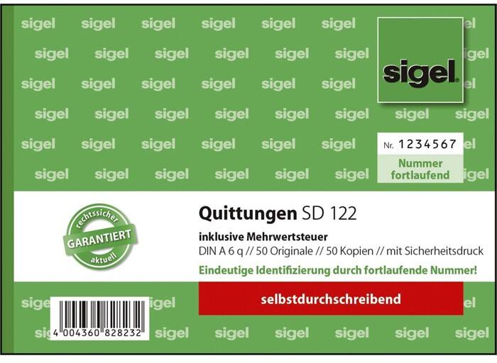 Sigel Quittungsformulare DIN A6 Quer 2x50 Blatt Selbstdurchschreibend Mit Sicherheitsdruck
