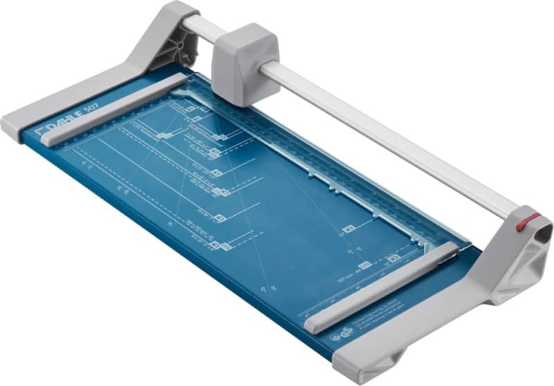 Dahle Personal Rollenschneidemaschine DIN A4 320 mm Selbstschärfendes Stahl-Rundmesser Blau 8 Blatt