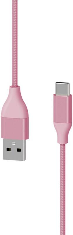 XLAYER 217085 1 x USB C Stecker auf 1 x USB Stecker Ladekabel 1,5m Rosa