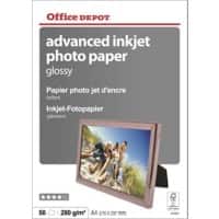 Office Depot 1059905 Fotopapier Glänzend DIN A4 280 g/m² Weiß 50 Stück
