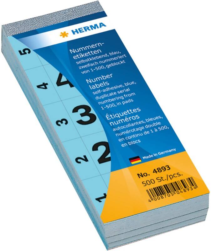HERMA Nummernetiketten 4893 Blau 28 x 56 mm 500 Blatt à 5 Etiketten