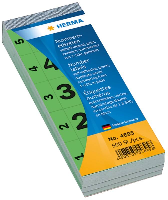 HERMA Nummernetiketten 4895 Grün 28 x 56 mm 100 Blatt à 5 Etiketten